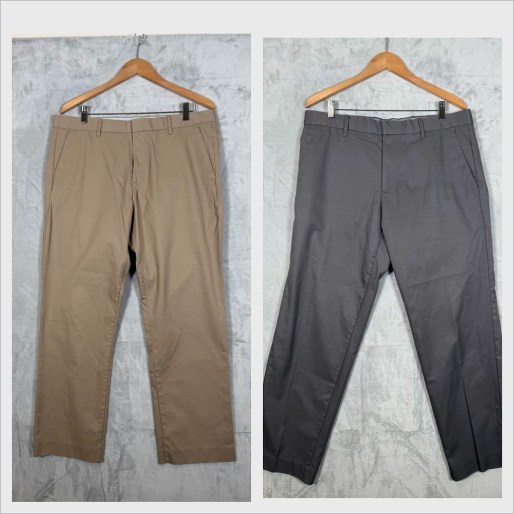Gap Tailored Pants Mens 36x30* Brown Gray Tailored Khakis Lot of 2 READ!